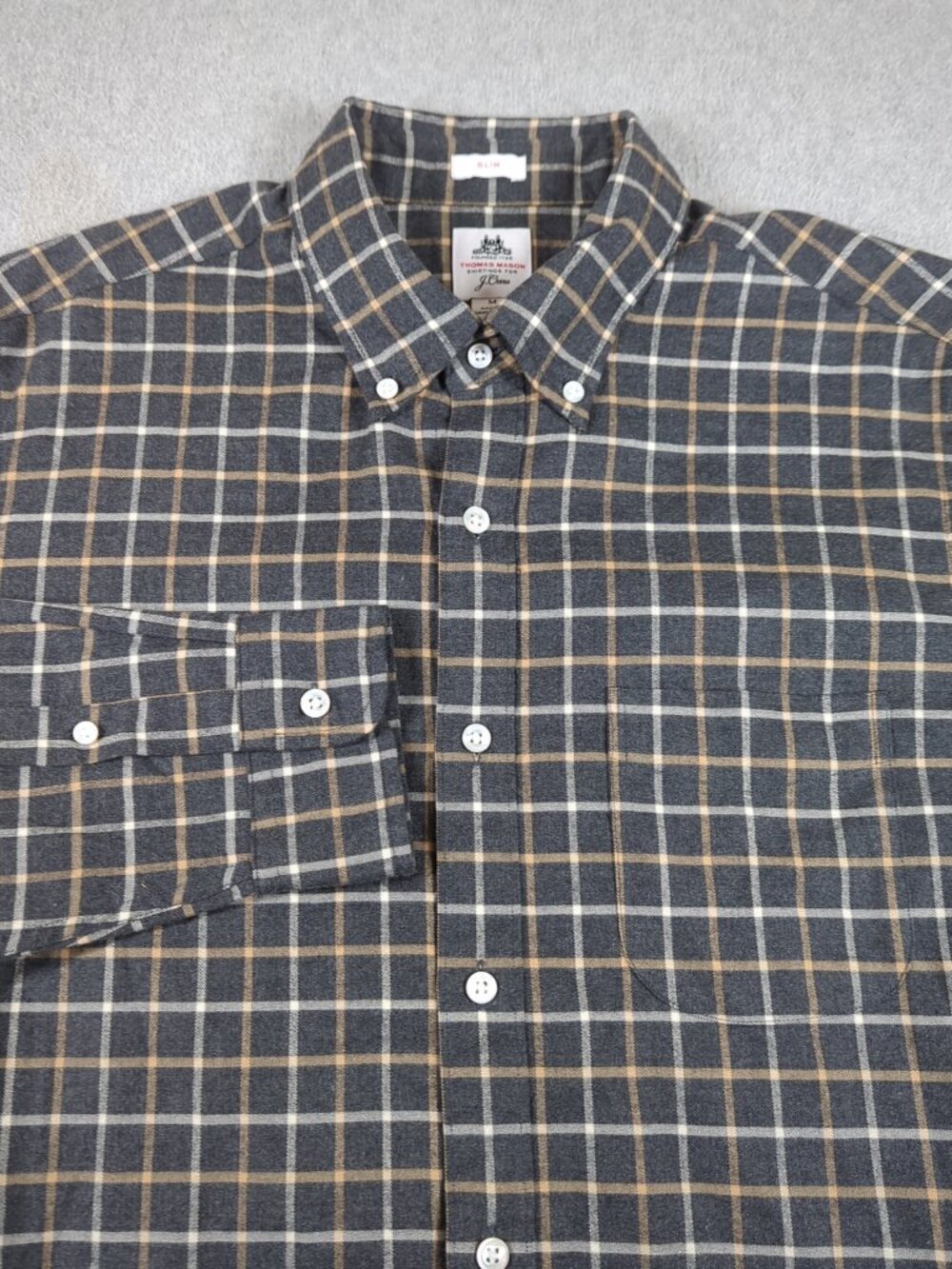 Thomas Mason For J Crew Shirt Men's Medium Slim Fit Long Sleeve Flannel